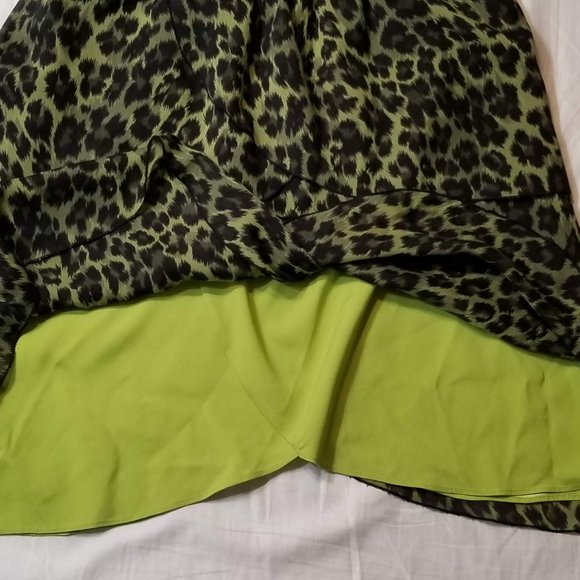 Alice + Olivia Silk Green Leopard Strapless Dress Size Small - Picture 3 of 8